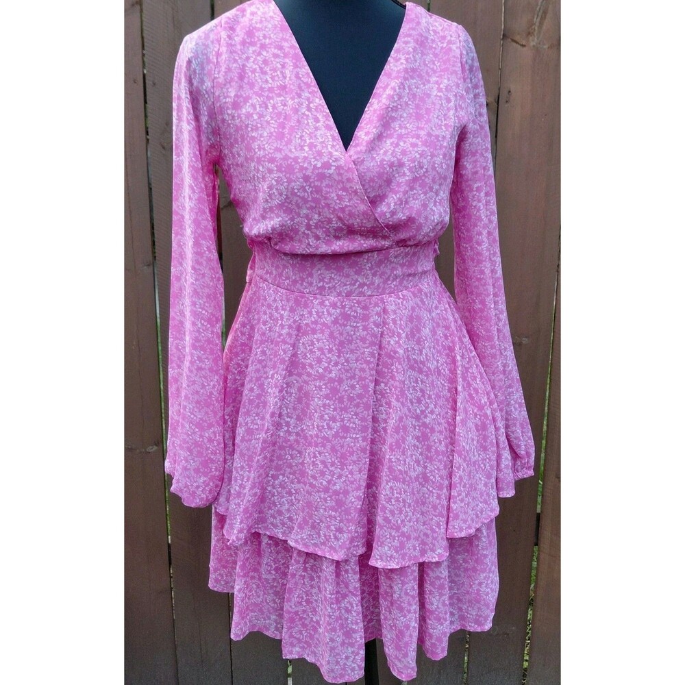 Japna Womens Fit & Flare Dress Pink Size XS Floral Print Barbiecore Romantic